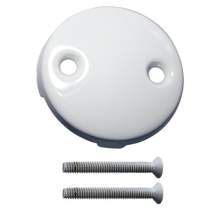 WESTBRASS 3-1/8" Two-Hole Overflow Face Plate and Screws in Powdercoated White D329-50
